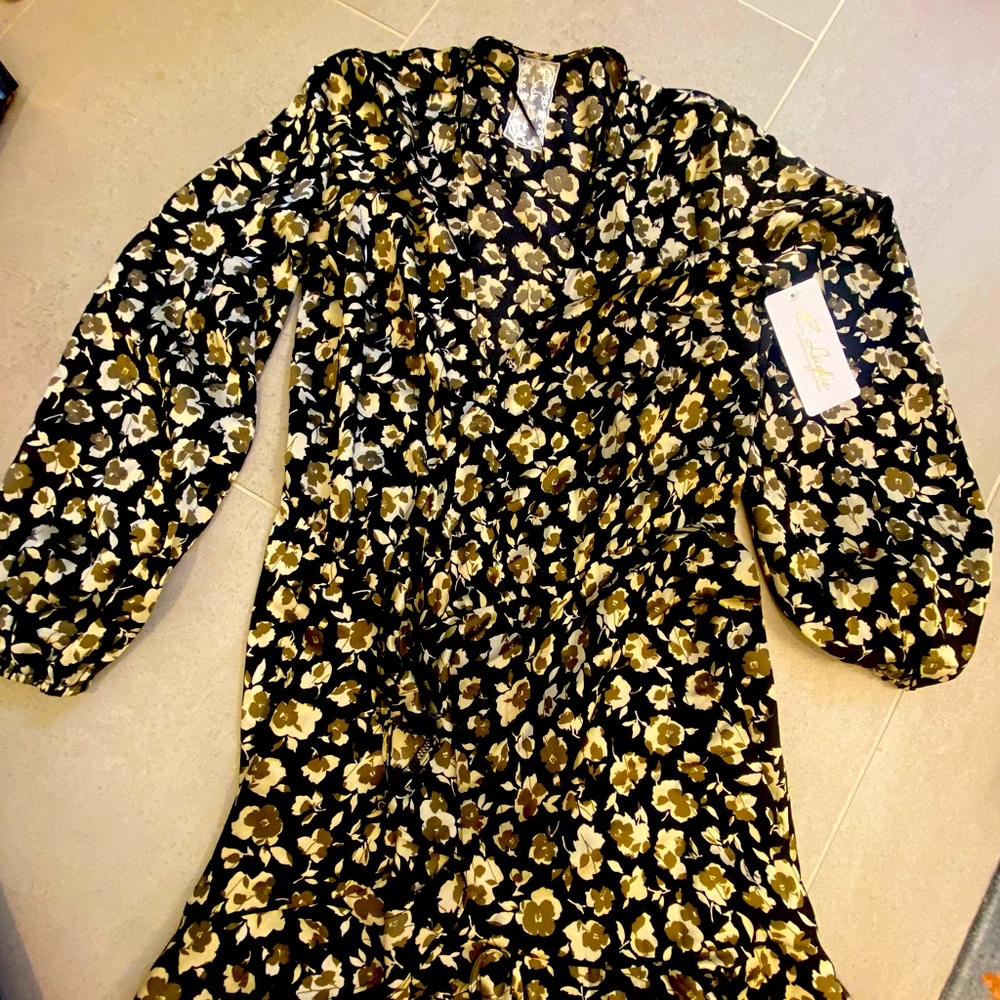 Black and brown dress-silk